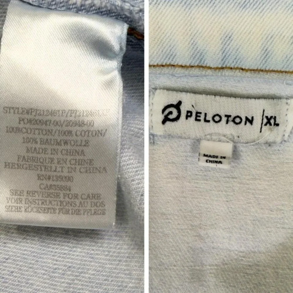 Peloton Denim Jacket Light Wash Graphic Back 'Together We Go Far' Oversized XL - Picture 8 of 8